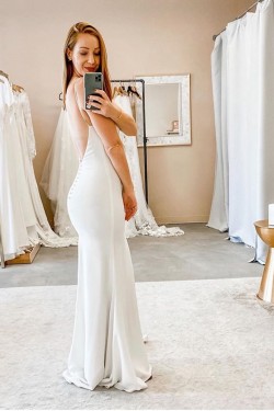 Mermaid Spaghetti Straps V Neck Wedding Dresses Bridal Gowns 903336