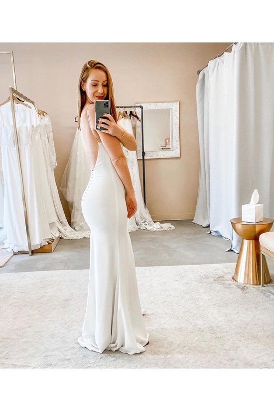 Mermaid Spaghetti Straps V Neck Wedding Dresses Bridal Gowns 903336