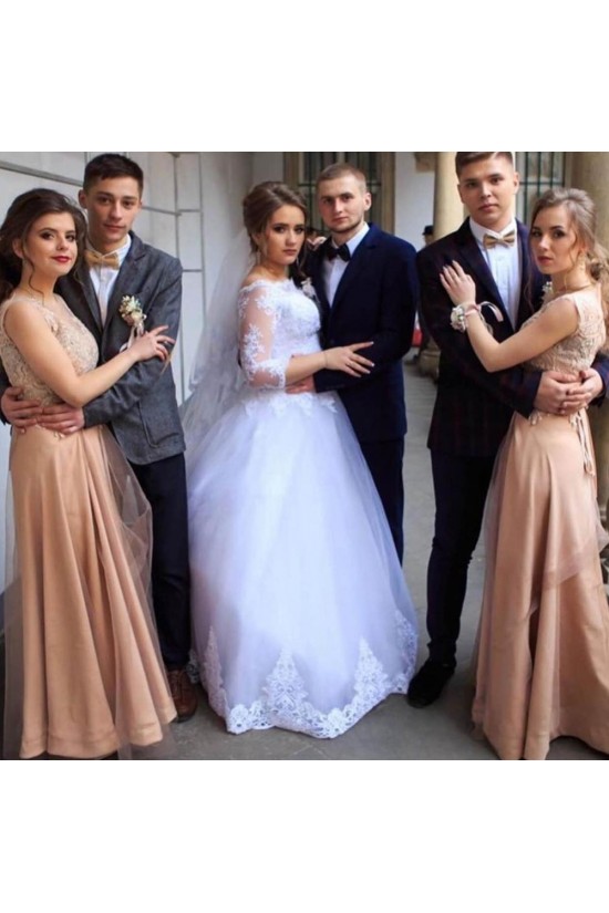 A-Line Lace and Tulle Wedding Dresses Bridal Gowns with Sleeves 903338 A-Line Lace and Tulle Wedding Dresses Bridal Gowns with Sleeves 903338