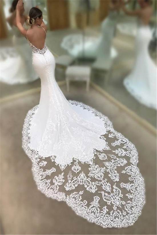 Mermaid Spaghetti Straps Lace Wedding Dresses Bridal Gowns 903347