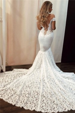 Mermaid Off the Shoulder Lace Wedding Dresses Bridal Gowns 903348