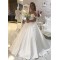A-Line Lace and Satin Off the Shoulder Wedding Dresses Bridal Gowns 903350