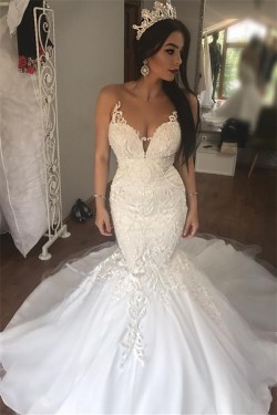 Mermaid Lace Long Wedding Dresses Bridal Gowns 903351