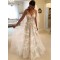 A-Line Lace V Neck Wedding Dresses Bridal Gowns 903352