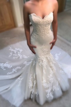 Mermaid Sweetheart Lace and Tulle Wedding Dresses Bridal Gowns 903359