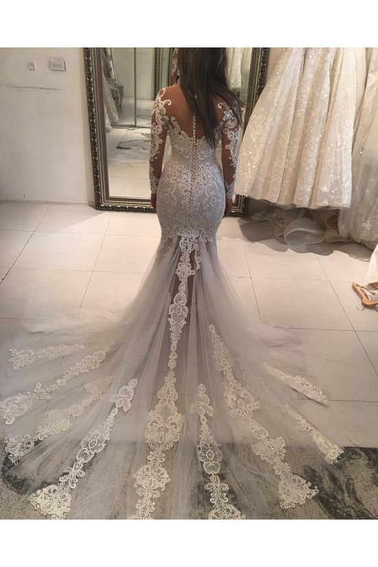 Mermaid Lace Long Sleeves Wedding Dresses Bridal Gowns 903360