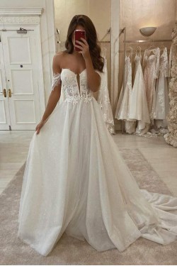 A-Line Lace and Tulle Wedding Dresses Bridal Gowns 903362
