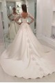 A-Line Lace Long Sleeves V Neck Wedding Dresses Bridal Gowns 903363