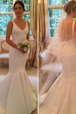 Mermaid V Neck Long Wedding Dresses Bridal Gowns 903364