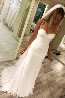 Elegant Spaghetti Straps Lace Wedding Dresses Bridal Gowns 903369