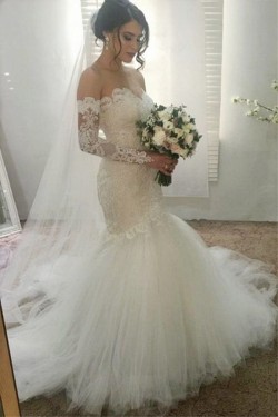 Elegant Mermaid Lace and Tulle Wedding Dresses Bridal Gowns 903374