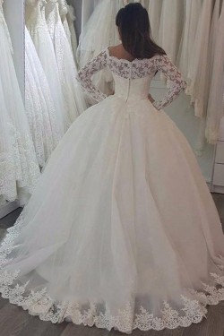 Ball Gowns Lace Long Sleeves Wedding Dresses Bridal Gowns 903378