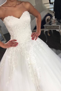 A-Line Sweetheart Lace and Tulle Wedding Dresses Bridal Gowns 903379