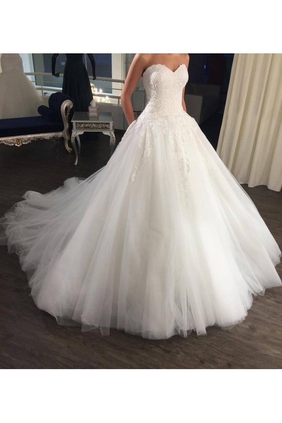 A-Line Sweetheart Lace and Tulle Wedding Dresses Bridal Gowns 903379