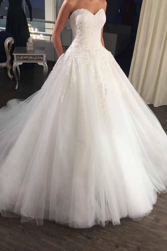 A-Line Sweetheart Lace and Tulle Wedding Dresses Bridal Gowns 903379