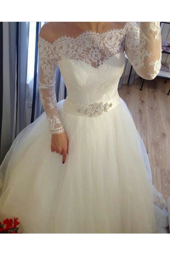 Elegant Lace and Tulle Long Sleeves Wedding Dresses Bridal Gowns 903380 Elegant Lace and Tulle Long Sleeves Wedding Dresses Bridal Gowns 903380