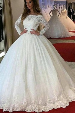 Ball Gowns Long Sleeves Lace Wedding Dresses Bridal Gowns 903382