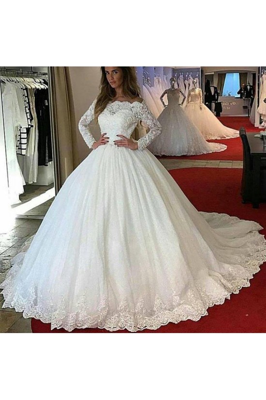 Ball Gowns Long Sleeves Lace Wedding Dresses Bridal Gowns 903382