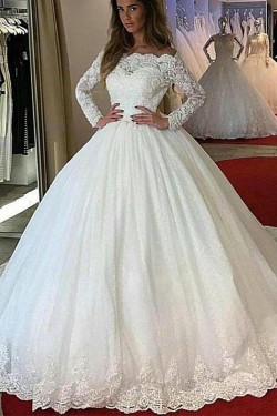 Ball Gowns Long Sleeves Lace Wedding Dresses Bridal Gowns 903382