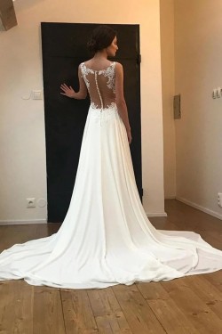 Elegant Chiffon and Lace Long Wedding Dresses Bridal Gowns 903384