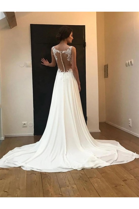 Elegant Chiffon and Lace Long Wedding Dresses Bridal Gowns 903384