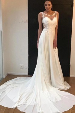 Elegant Chiffon and Lace Long Wedding Dresses Bridal Gowns 903384