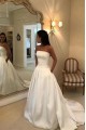 A-Line Strapless Long Satin Wedding Dresses Bridal Gowns 903387