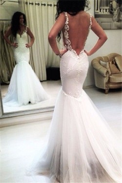 Elegant Mermaid Lace and Tulle Wedding Dresses Bridal Gowns 903390