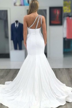Long Mermaid Beaded One Shoulder Wedding Dresses Bridal Gowns 903393