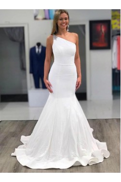 Long Mermaid Beaded One Shoulder Wedding Dresses Bridal Gowns 903393