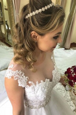 A-Line Lace Sparkle Wedding Dresses Bridal Gowns 903403