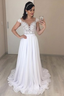 A-Line Chiffon and Lace Wedding Dresses Bridal Gowns 903405