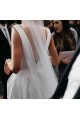 A-Line Long Satin V Neck Wedding Dresses Bridal Gowns 903407