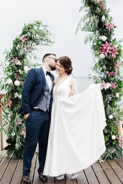 A-Line Long Wedding Dresses Bridal Gowns 903409