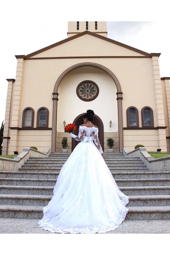 A-Line Long Lace Off the Shoulder Wedding Dresses Bridal Gowns 903411 A-Line Long Lace Off the Shoulder Wedding Dresses Bridal Gowns 903411