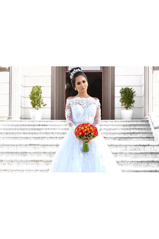 A-Line Long Lace Off the Shoulder Wedding Dresses Bridal Gowns 903411 A-Line Long Lace Off the Shoulder Wedding Dresses Bridal Gowns 903411