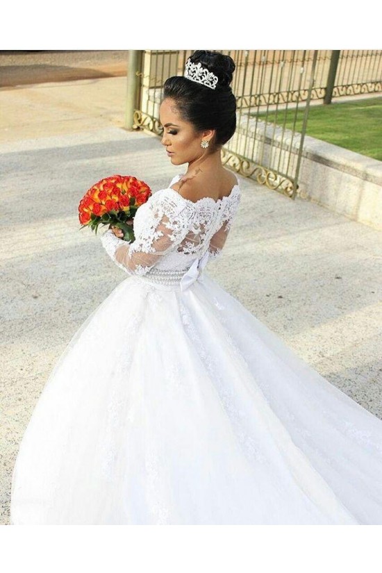 A-Line Long Lace Off the Shoulder Wedding Dresses Bridal Gowns 903411 A-Line Long Lace Off the Shoulder Wedding Dresses Bridal Gowns 903411