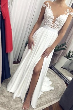 A-Line Lace Long Wedding Dresses Bridal Gowns 903420
