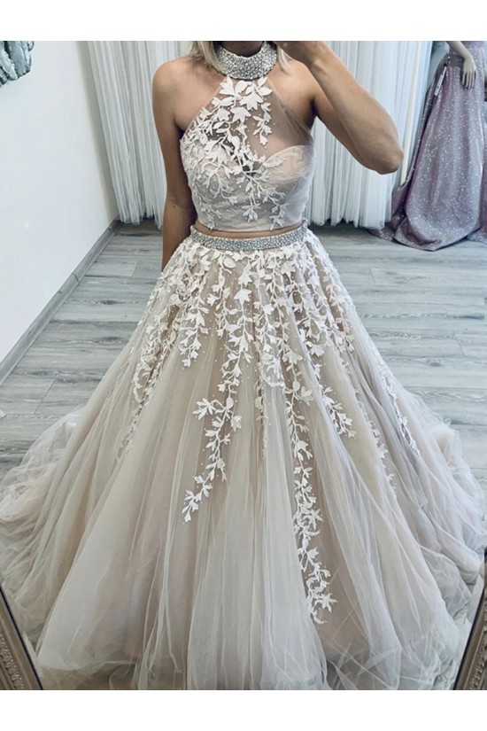 Beaded Lace Two Pieces Long Wedding Dresses Bridal Gowns 903421 Beaded Lace Two Pieces Long Wedding Dresses Bridal Gowns 903421