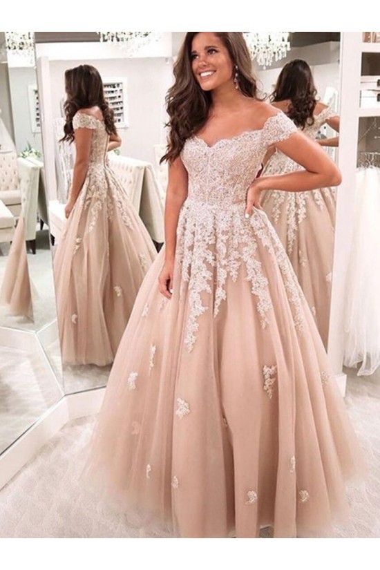 A-Line Off the Shoulder Lace Wedding Dresses Bridal Gowns 903424