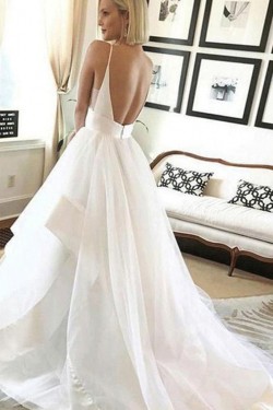 A-Line Tulle V Neck Wedding Dresses Bridal Gowns 903427
