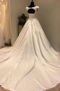 A-Line Long Satin Wedding Dresses Bridal Gowns 903432