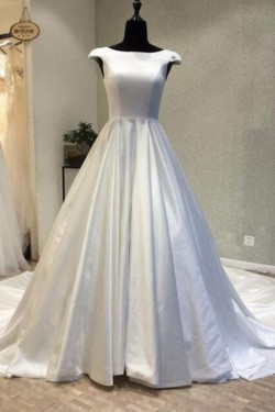 A-Line Long Satin Wedding Dresses Bridal Gowns 903432