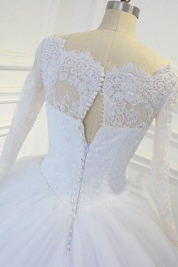A-Line Lace Long Sleeves Wedding Dresses Bridal Gowns 903433