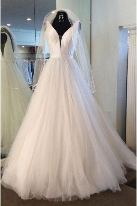 A-Line Satin and Tulle Wedding Dresses Bridal Gowns 903434 A-Line Satin and Tulle Wedding Dresses Bridal Gowns 903434