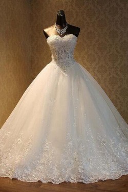 Beaded Lace and Tulle Long Wedding Dresses Bridal Gowns 903435