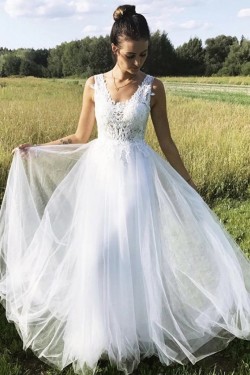 A-Line Lace and Tulle Wedding Dresses Bridal Gowns 903443