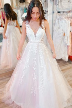 A-Line Lace and Tulle Wedding Dresses Bridal Gowns 903444