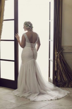 Mermaid Beaded Tulle Long Wedding Dresses Bridal Gowns 903446