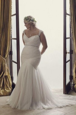 Mermaid Beaded Tulle Long Wedding Dresses Bridal Gowns 903446